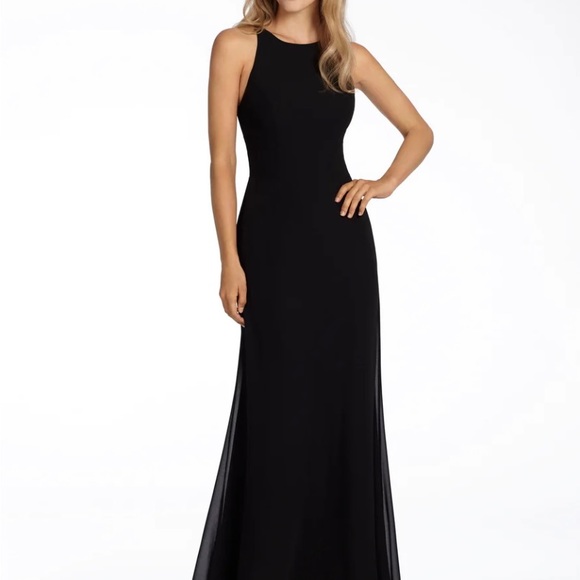 NWT Hayley Paige 5714 chiffon A-line bridesmaid gown BLACK SIZE 6 - Picture 4 of 4